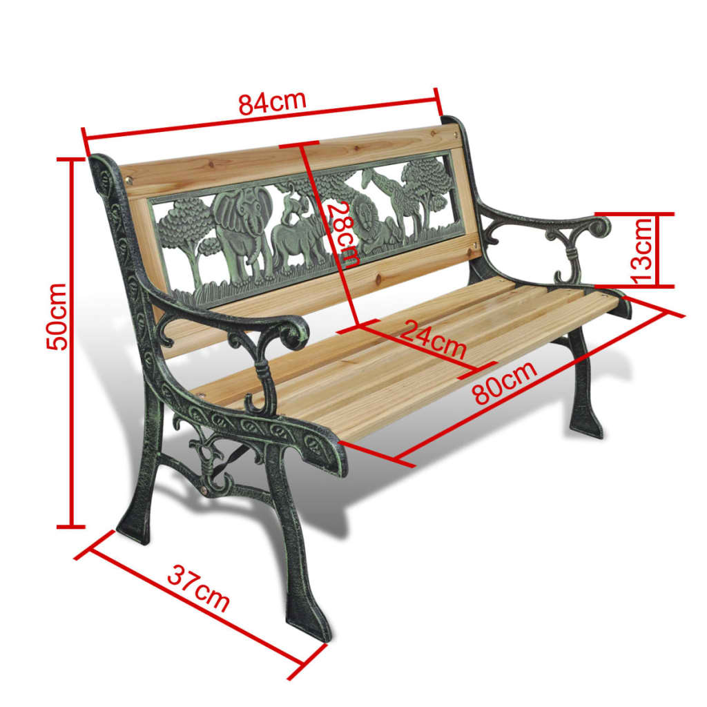 Panchina da Giardino per Bambini 84 cm in Legno cod mxl 46041