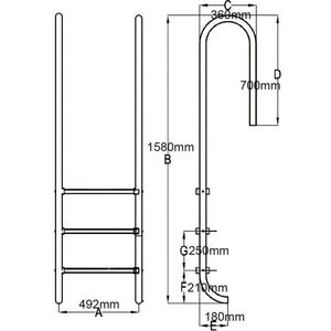 Scaletta per Piscina 3 Gradini in Acciaio Inox 304 120 cm  cod mxl 42819