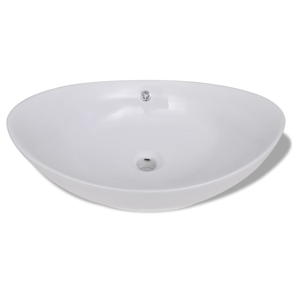 Lavello Ovale in Ceramica di Lusso con Troppopieno 59 x 38,5 cm cod mxl 51792