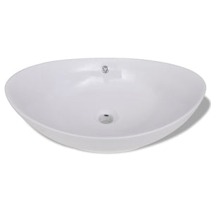 Lavello Ovale in Ceramica di Lusso con Troppopieno 59 x 38,5 cm cod mxl 51792