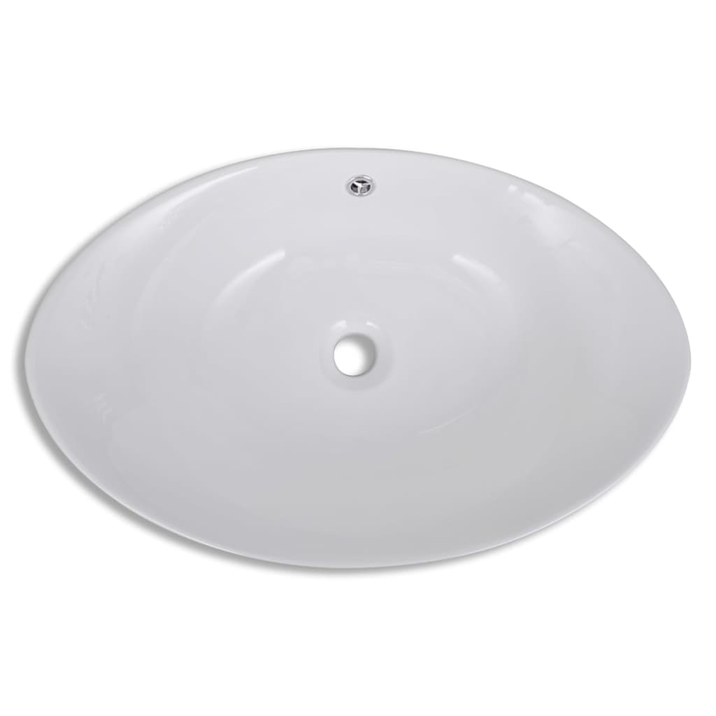 Lavello Ovale in Ceramica di Lusso con Troppopieno 59 x 38,5 cm cod mxl 51792