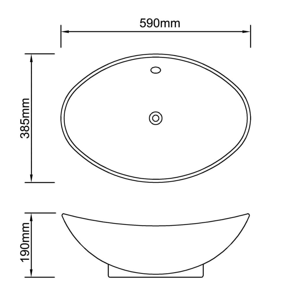 Lavello Ovale in Ceramica di Lusso con Troppopieno 59 x 38,5 cm cod mxl 51792