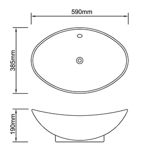 Lavello Ovale in Ceramica di Lusso con Troppopieno 59 x 38,5 cm cod mxl 51792