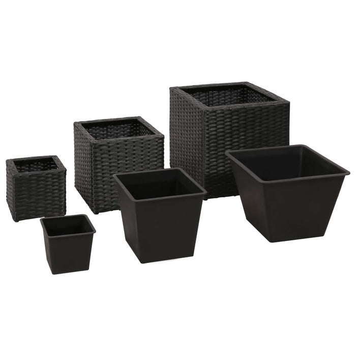 Letti Rialzati da Giardino 3 pz in Polyrattan Nero 41081