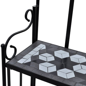 Stand per Piante Design a Mosaico Nero e Bianco  cod mxl 67254