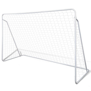 Set Porta da Calcio in Acciaio 240 x 90 x 150 cm Alta Qualità 90572