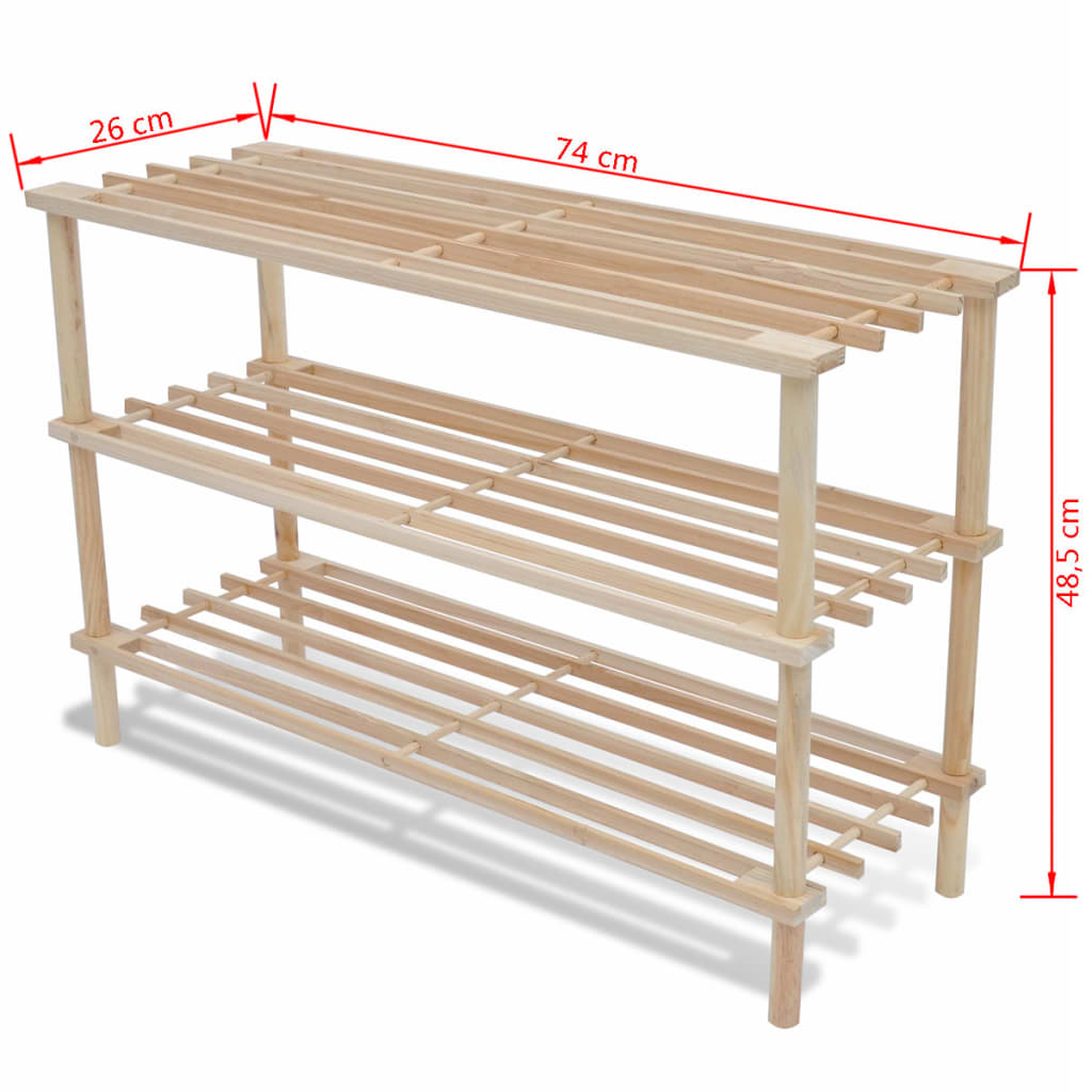 Scarpiere a 3 Livelli 2 pz in Legno Massello di Abete cod mxl 51959