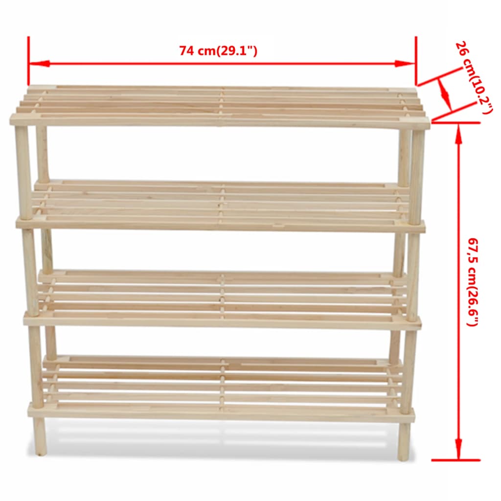 Scarpiere a 4 Livelli 2 pz in Legno Massello di Abete cod mxl 47837