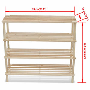 Scarpiere a 4 Livelli 2 pz in Legno Massello di Abete cod mxl 47837