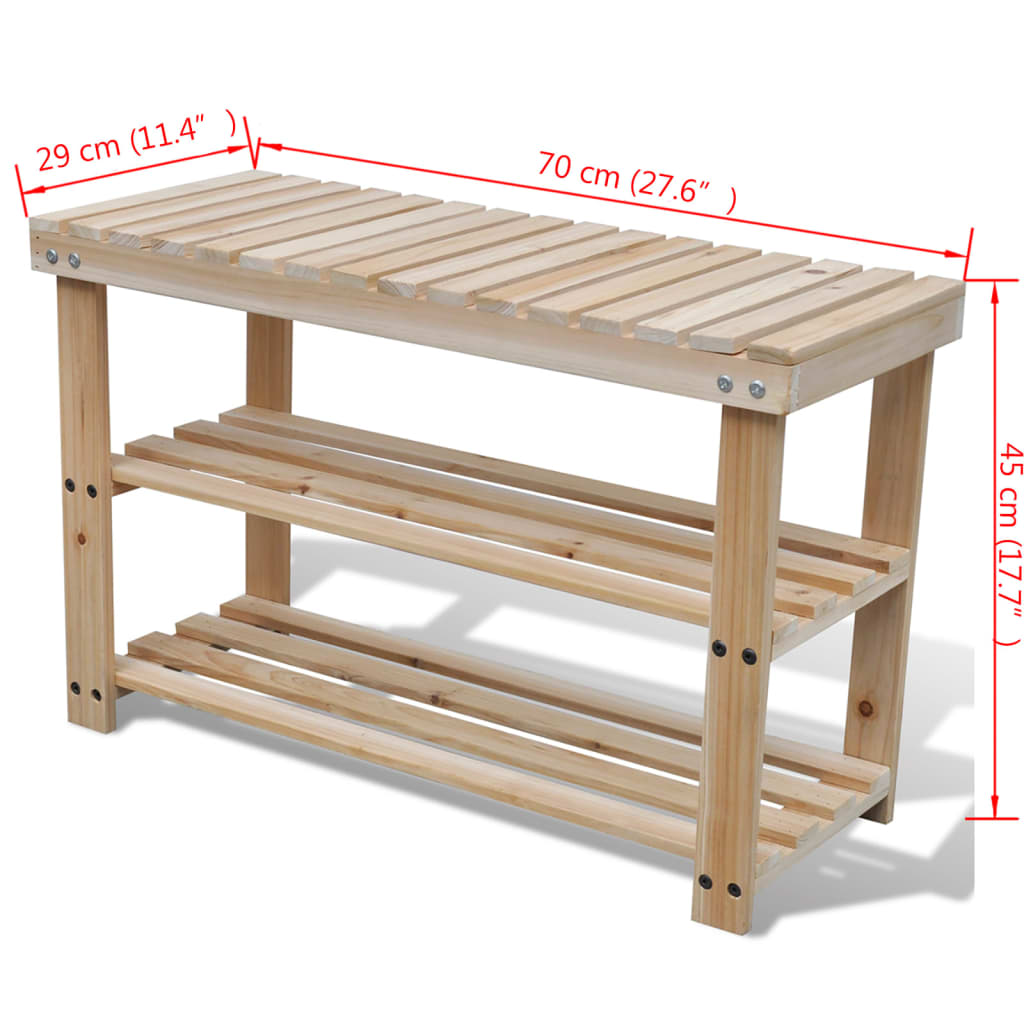 Scarpiera 2 in 1 con Panca in Legno Massello di Abete cod mxl 50386