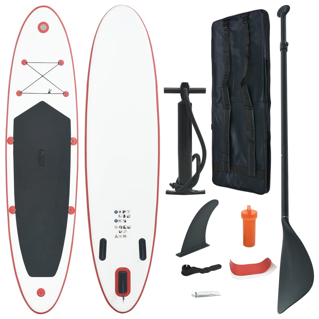 Set Tavola da SUP e Surf Gonfiabile Rosso e Bianco 90632