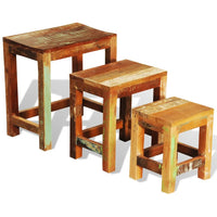 Tavolini Impilabili Set 3 pz in Legno Vintage di Recupero 241093