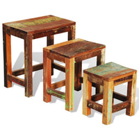 Tavolini Impilabili Set 3 pz in Legno Vintage di Recupero  cod mxl 9877