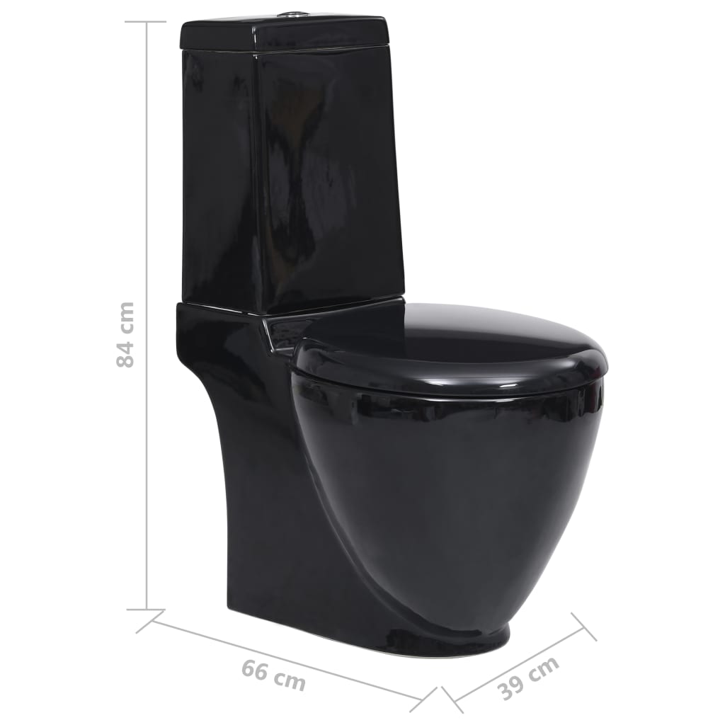 Vaso WC in Ceramica da Bagno Rotondo Base con Scarico Nero 141136