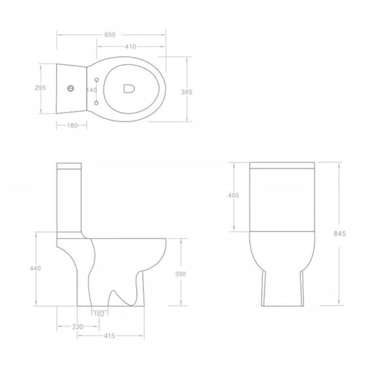 Vaso WC in Ceramica da Bagno Rotondo Base con Scarico Nero 141136