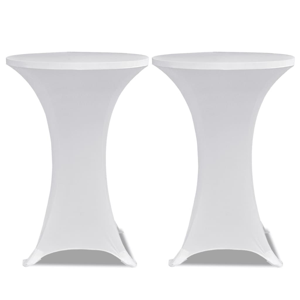 Copritavolo ?60 cm Bianco Tessuto elasticizzato 2 pezzi 241201