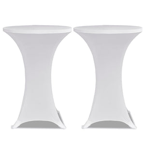 Copritavolo ?60 cm Bianco Tessuto elasticizzato 2 pezzi 241201