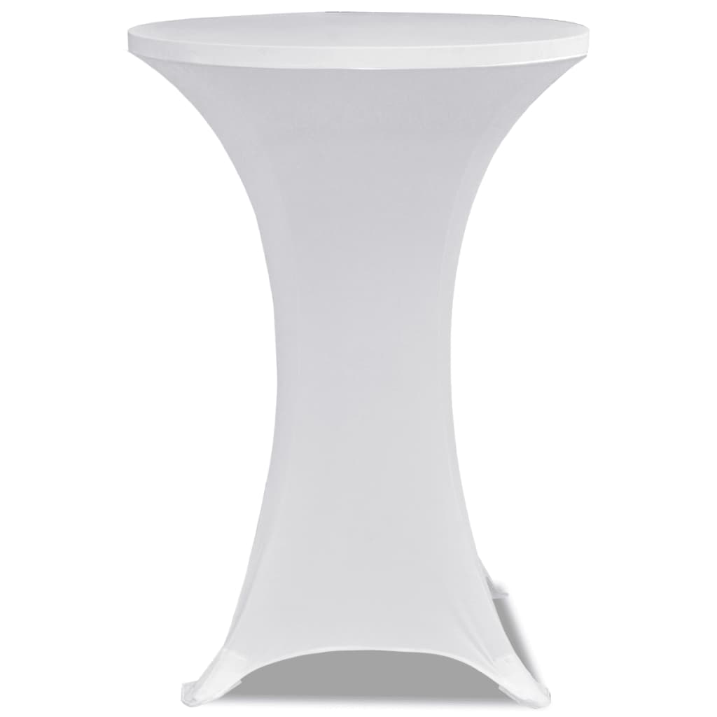 Copritavolo ?60 cm Bianco Tessuto elasticizzato 2 pezzi 241201