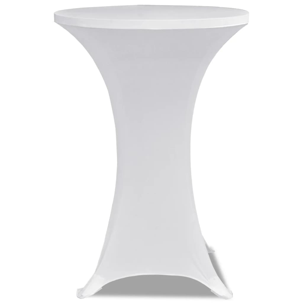 Copritavolo ?80 cm Bianco Tessuto elasticizzato 2 pezzi 241203