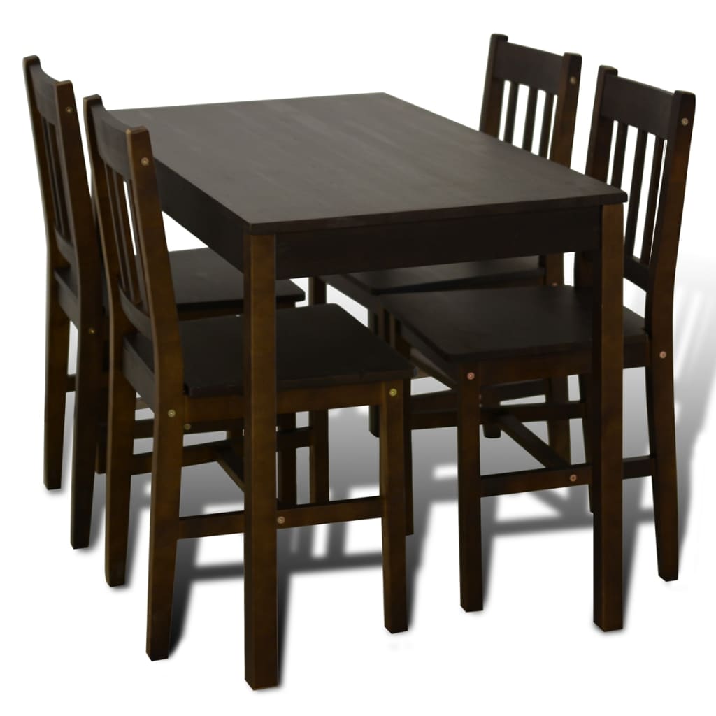 Set Tavolo da Pranzo con 4 Sedie Marrone 241221