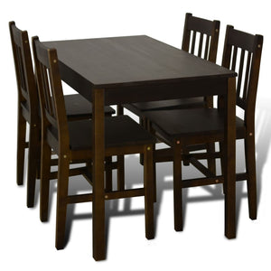 Set Tavolo da Pranzo con 4 Sedie Marrone 241221