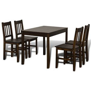 Set Tavolo da Pranzo con 4 Sedie Marrone 241221