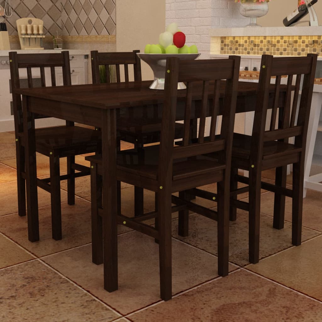 Set Tavolo da Pranzo con 4 Sedie Marrone 241221