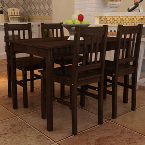 Set Tavolo da Pranzo con 4 Sedie Marrone 241221