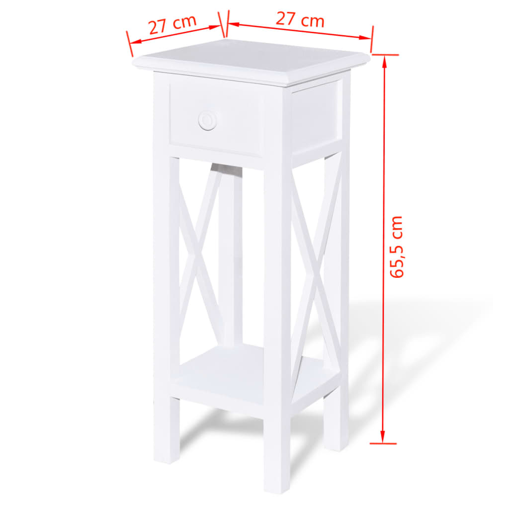 Tavolino Laterale con Cassetto Bianco  cod mxl 7252