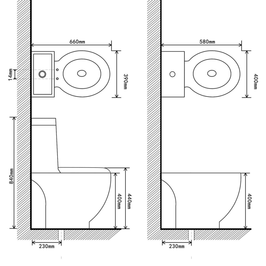 Set Toilette e Bidè in Ceramica Bianca cod mxl 50868