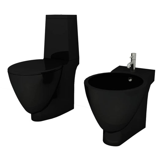 Set Toilette e Bidè in Ceramica Nero 270567