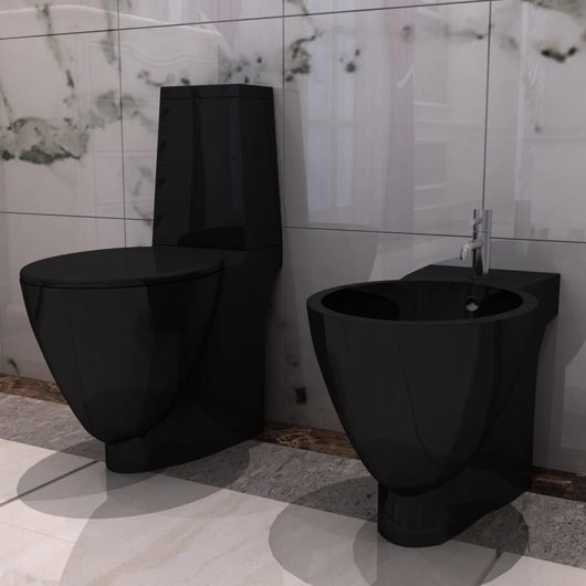 Set Toilette e Bidè in Ceramica Nero cod mxl 51206