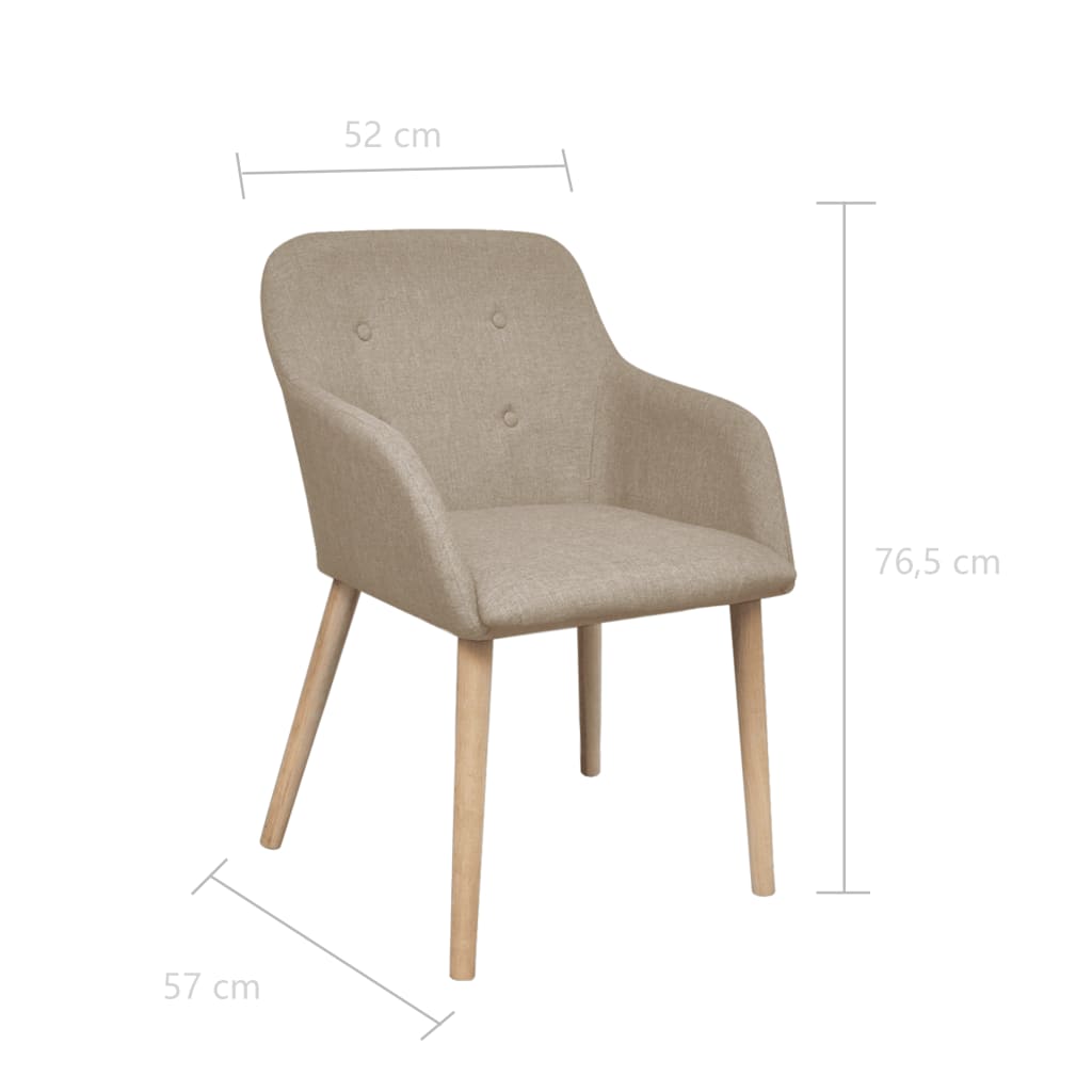 Sedie da Pranzo 6 pz Beige in Tessuto e Massello di Rovere 270571