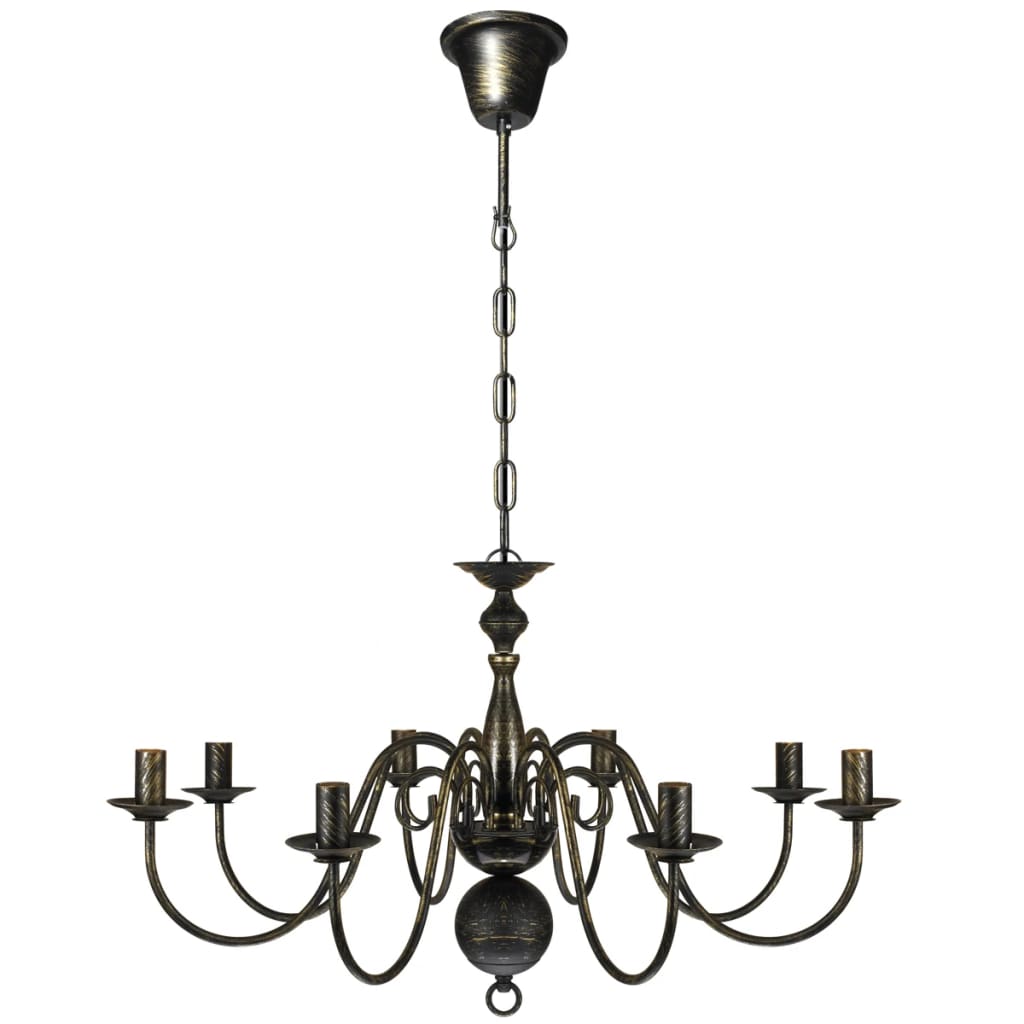 Lampadario Stile Antico Metallo Nero Lampadine 8 x E14 241384