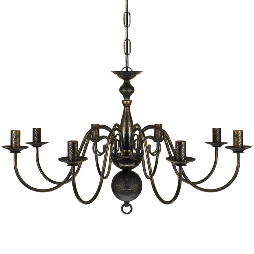 Lampadario Stile Antico Metallo Nero Lampadine 8 x E14 241384