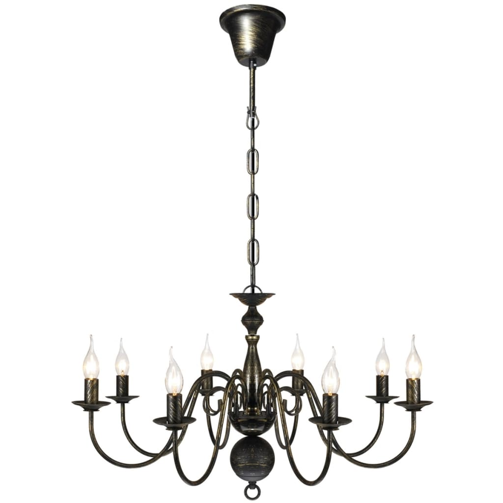 Lampadario Stile Antico Metallo Nero Lampadine 8 x E14 241384