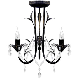 Lampadario Art Nouveau Nero Metallo Perline Cristallo e Lampadine E14cod mxl 105580