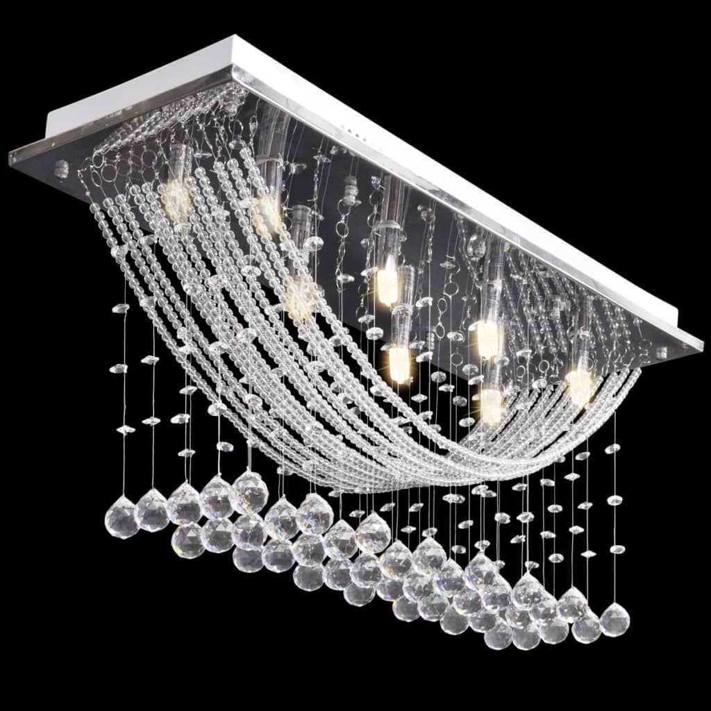 Lampada da Soffitto Bianca con Cristalli di Vetro 8 x G9 29 cm cod mxl 75491