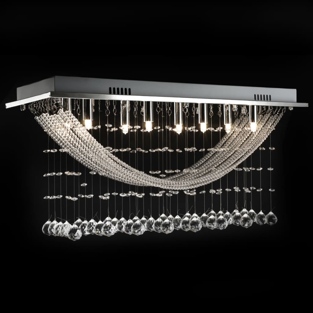 Lampada da Soffitto Bianca con Cristalli di Vetro 8 x G9 29 cm cod mxl 75491