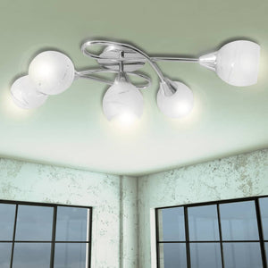 Lampada da Soffitto con Paralume in Vetro per 5 Lampadine E14 241480