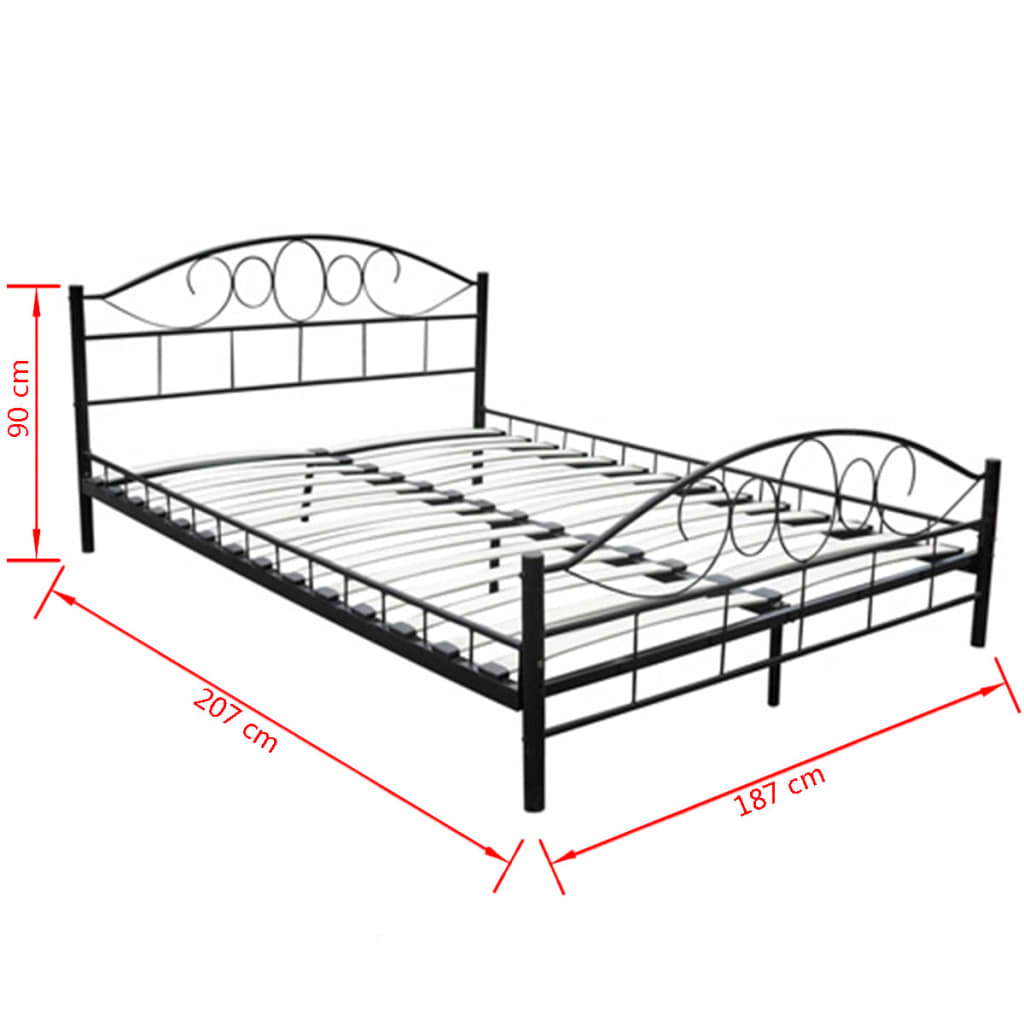 Letto con Materasso Nero in Metallo 180x200 cm 270708