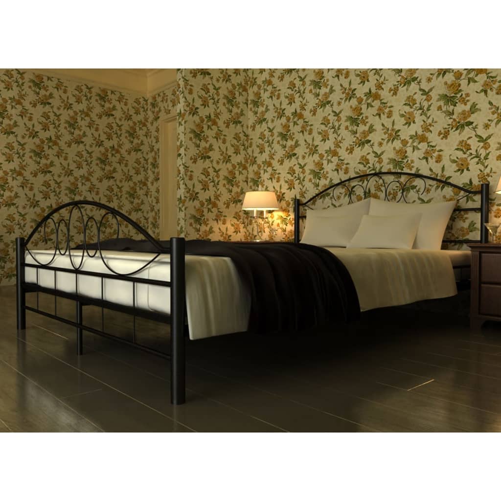 Letto con Materasso Nero in Metallo 180x200 cm 270708