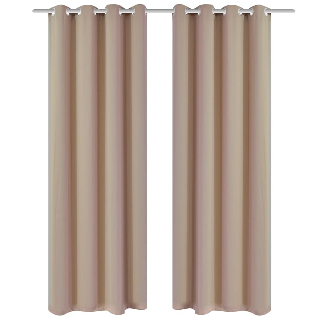 Tende Oscuranti Blackout Crema con Anelli di Metallo 135 x 245 cm 2 pz