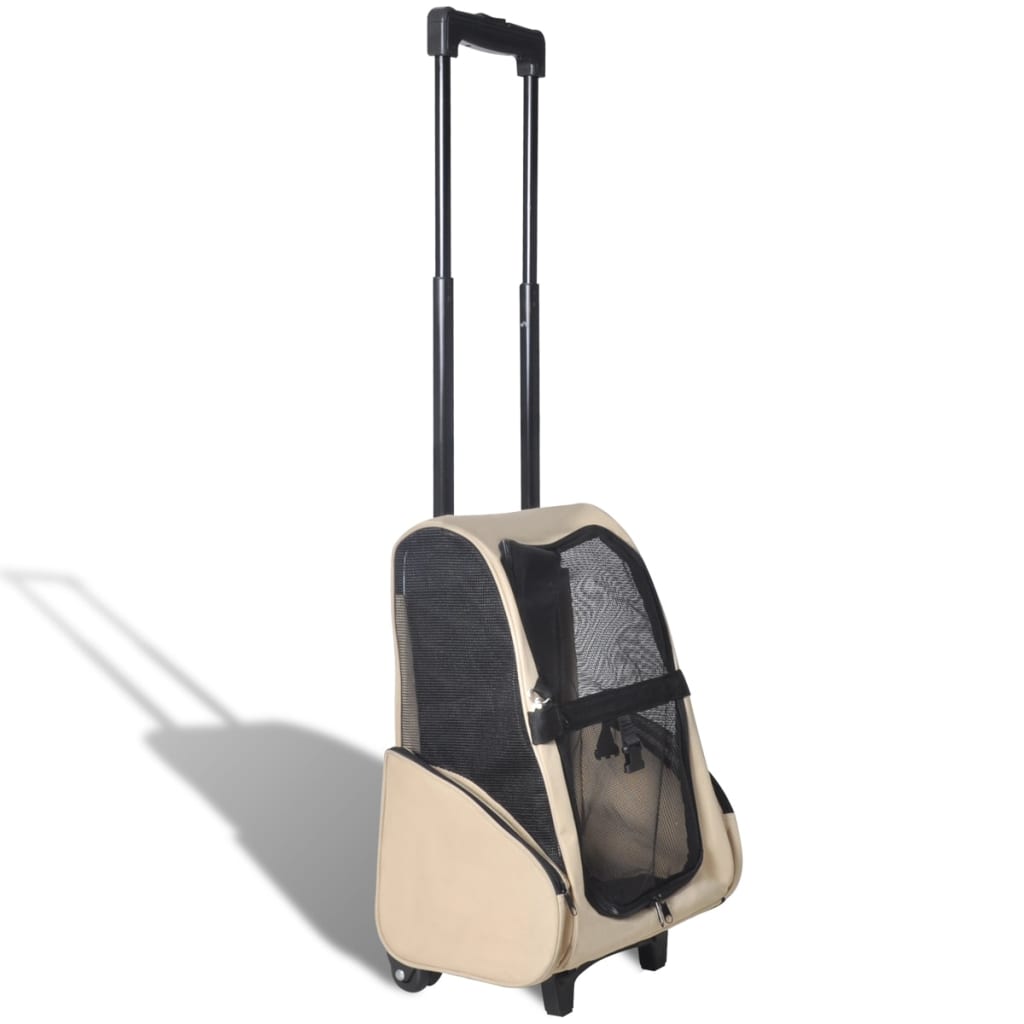 Trolley Trasportino per Animali Pieghevole Multifunzione Beige 170192