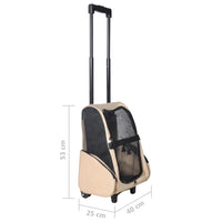 Trolley Trasportino per Animali Pieghevole Multifunzione Beige