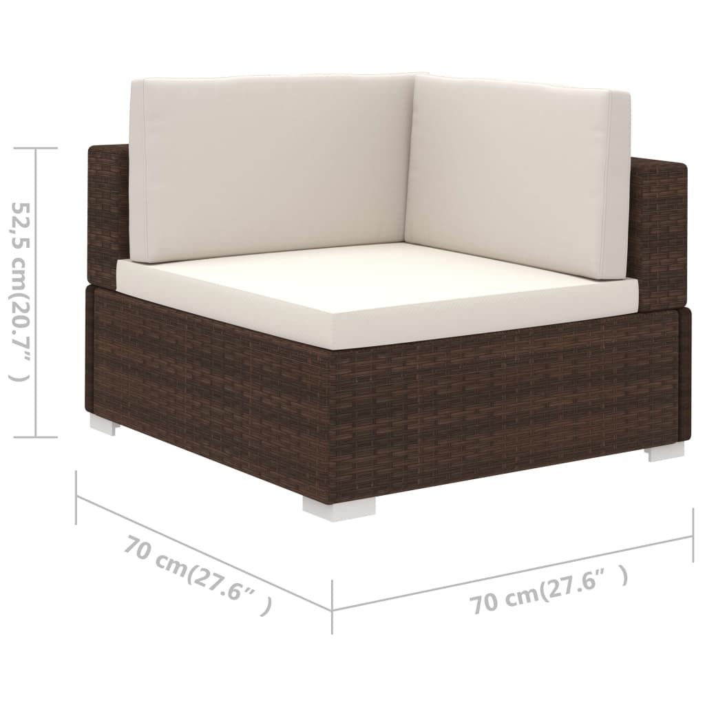 Set Divani da Giardino 6 pz con Cuscini in Polyrattan Marrone cod mxl 34839