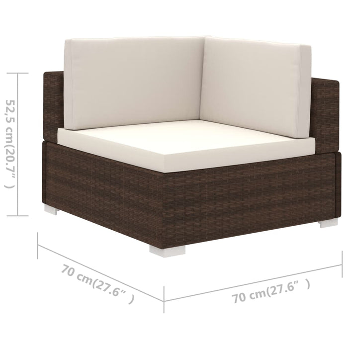 Set Divani da Giardino 6 pz con Cuscini in Polyrattan Marrone