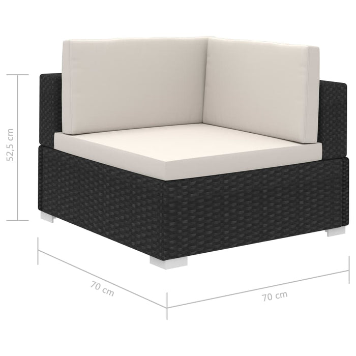 Set Divani da Giardino 8 pz con Cuscini in Polyrattan Nero 41259