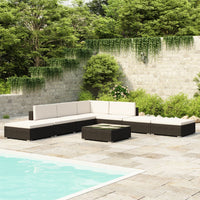 Set Divani da Giardino 8 pz con Cuscini in Polyrattan Nero 41259