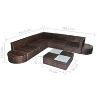 Set Divani da Giardino 8 pz con Cuscini in Polyrattan Marrone 41266